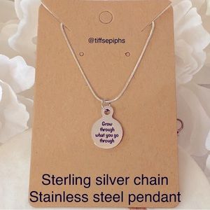 S925 Sterling Silver and Stainless Steel Inspirational Necklace NWT